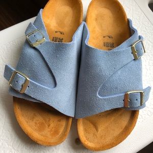 RARE Zurich Birkenstock baby blue suede leather